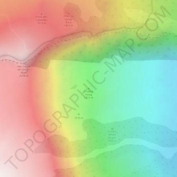 Mapa topográfico Cratère Haug, altitude, relevo