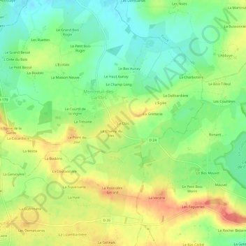 Mapa topográfico Le Clos, altitude, relevo