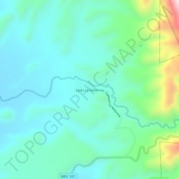 Mapa topográfico Ejido La Reforma, altitude, relevo