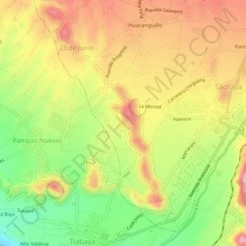 Mapa topográfico Corazon de Jesus, altitude, relevo
