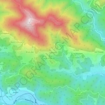 Mapa topográfico Oubreyts, altitude, relevo