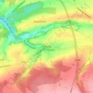 Mapa topográfico Vitrival, altitude, relevo