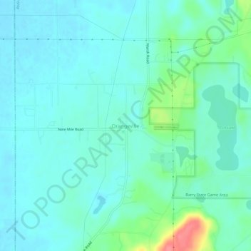 Mapa topográfico Orangeville, altitude, relevo