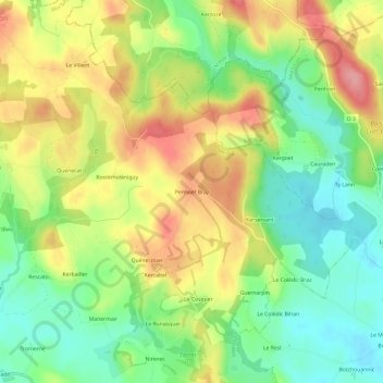 Mapa topográfico Penhoët Braz, altitude, relevo