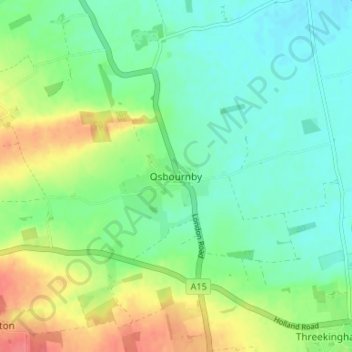 Mapa topográfico Osbournby, altitude, relevo