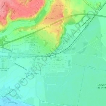 Mapa topográfico La Valbonne, altitude, relevo