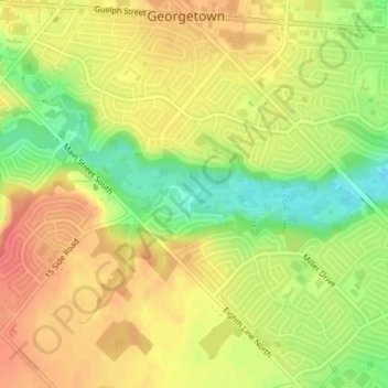 Mapa topográfico Hungry Hollow, altitude, relevo