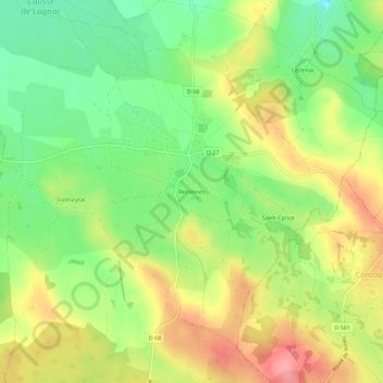 Mapa topográfico Bezonnes, altitude, relevo