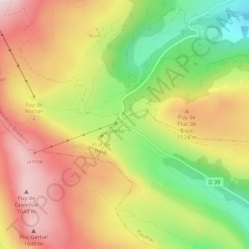 Mapa topográfico Prat de Bouc, altitude, relevo