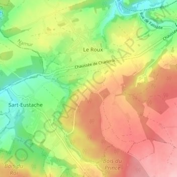 Mapa topográfico Cocriamont, altitude, relevo