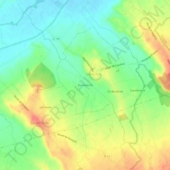 Mapa topográfico Bassadaure, altitude, relevo