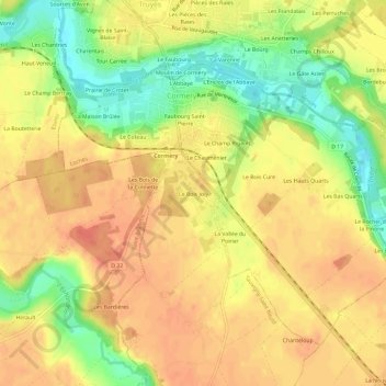 Mapa topográfico Le Bois Joly, altitude, relevo