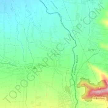 Mapa topográfico Brumbung, altitude, relevo