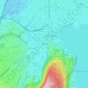 Mapa topográfico Les Balmettes, altitude, relevo