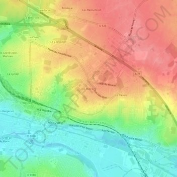 Mapa topográfico Les Mabilats, altitude, relevo