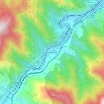 Mapa topográfico La Quadra, altitude, relevo