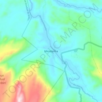 Mapa topográfico Mendanha, altitude, relevo