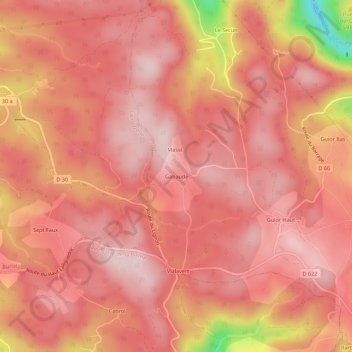 Mapa topográfico Gabaude, altitude, relevo