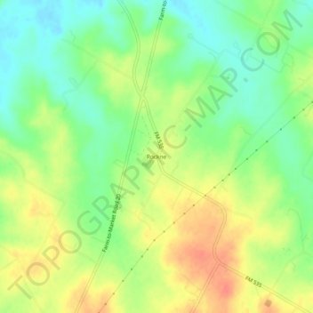 Mapa topográfico Rockne, altitude, relevo
