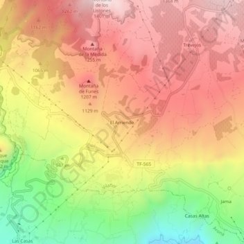 Mapa topográfico El Arriendo, altitude, relevo