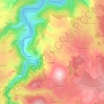 Mapa topográfico Le Teil, altitude, relevo