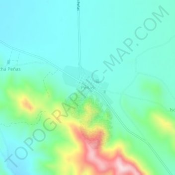 Mapa topográfico Peñas, altitude, relevo