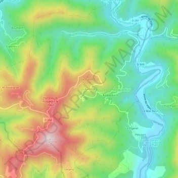 Mapa topográfico L'Aumède, altitude, relevo