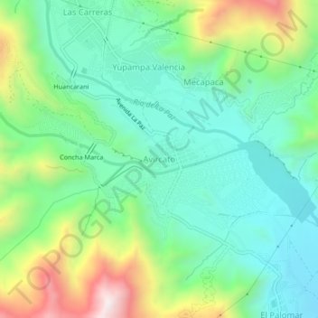 Mapa topográfico Avircato, altitude, relevo