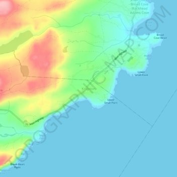 Mapa topográfico Kingston, altitude, relevo