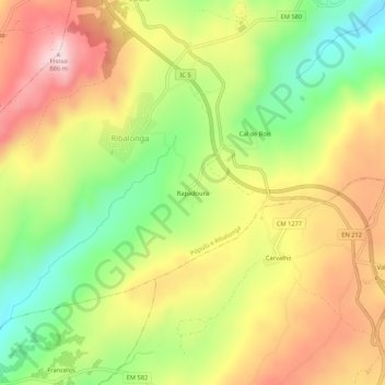 Mapa topográfico Rapadoura, altitude, relevo