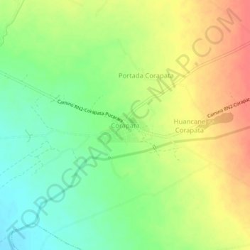 Mapa topográfico Corapata, altitude, relevo