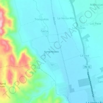 Mapa topográfico Fundo Mausto, altitude, relevo