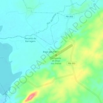 Mapa topográfico Brejo das Freiras, altitude, relevo