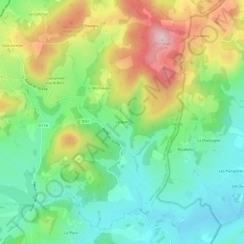 Mapa topográfico Le Buet, altitude, relevo