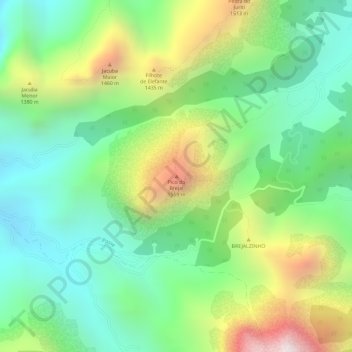 Mapa topográfico Pico do Brejal, altitude, relevo