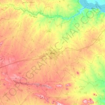 Mapa topográfico Manbij, altitude, relevo