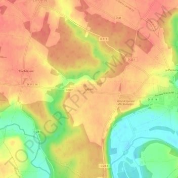 Mapa topográfico Vilquier, altitude, relevo