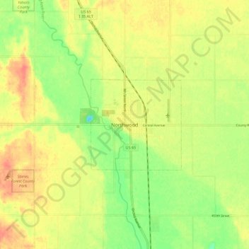 Mapa topográfico Northwood, altitude, relevo