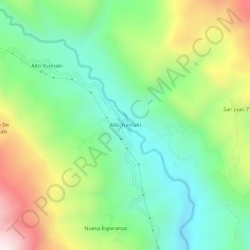 Mapa topográfico Alto Yurinaki, altitude, relevo