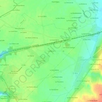 Mapa topográfico Le Plessis, altitude, relevo