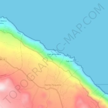 Mapa topográfico Fajã da Penedia, altitude, relevo