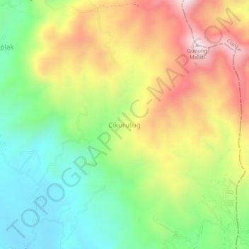 Mapa topográfico Cikurutug, altitude, relevo