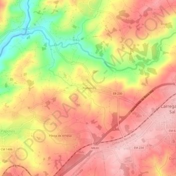 Mapa topográfico Pinheiro, altitude, relevo
