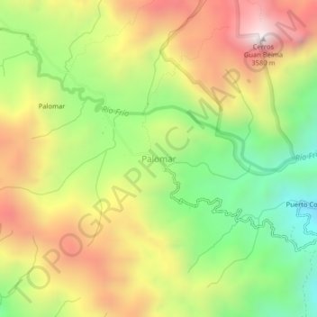 Mapa topográfico Palomar, altitude, relevo