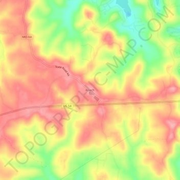 Mapa topográfico Roach, altitude, relevo