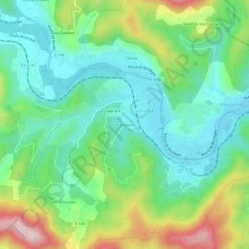 Mapa topográfico Le Boisson, altitude, relevo