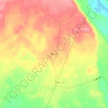 Mapa topográfico Siberia, altitude, relevo