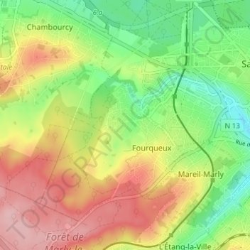 Mapa topográfico Le Val, altitude, relevo