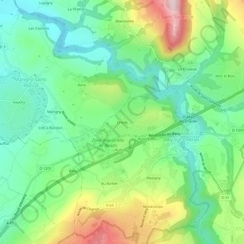 Mapa topográfico Chède, altitude, relevo