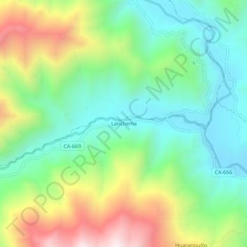 Mapa topográfico Lanchema, altitude, relevo